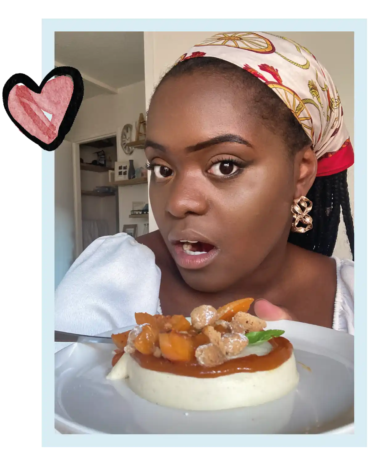 Photo de la créatrice,et une de ses recettes